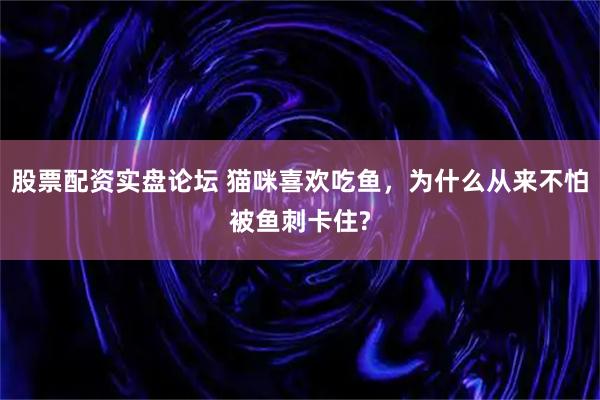 股票配资实盘论坛 猫咪喜欢吃鱼，为什么从来不怕被鱼刺卡住?